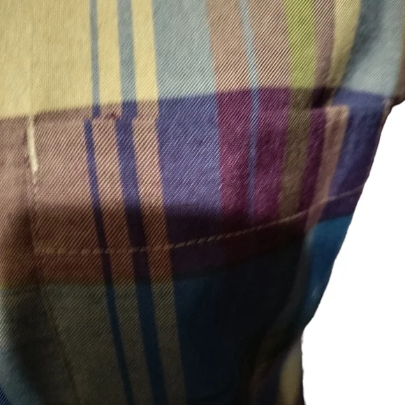 2465)Vtg 90's Expressions Multicolor Plaid Sleeveless Collar Shirt Dress Size 12 - Picture 4 of 8